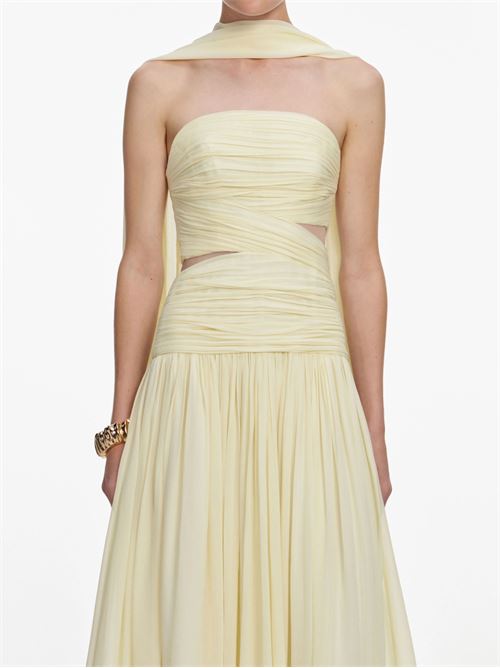 Midi dress with scarf SELF PORTRAIT | SS26265XYYELLOW